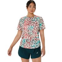 Polera ASICS Road All Over Print SS Top Manga Corta - Femenino - Multicolor