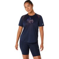 Polera ASICS Road Graphic SS Top - Manga corta - Femenino - Azul