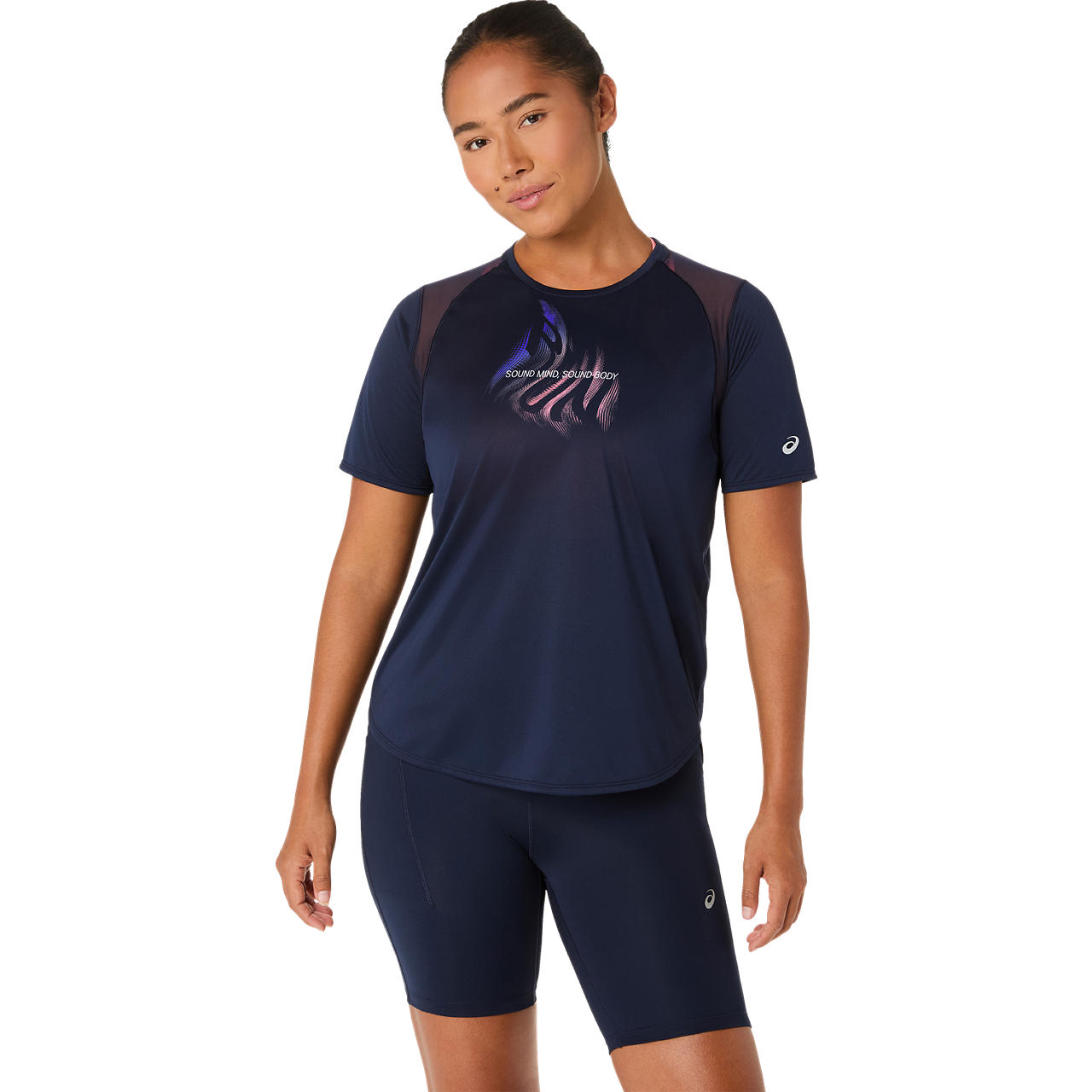Polera ASICS Road Graphic SS Top - Manga corta - Femenino - Azul