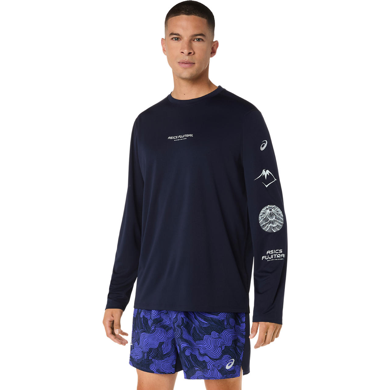 Polera ASICS Fujitrail Logo LS Top - Manga Larga - Masculino - Azul