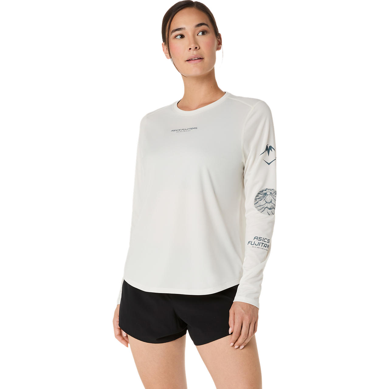 Polera ASICS Fujitrail Logo Ls Top - Manga Larga - Femenino - Blanco