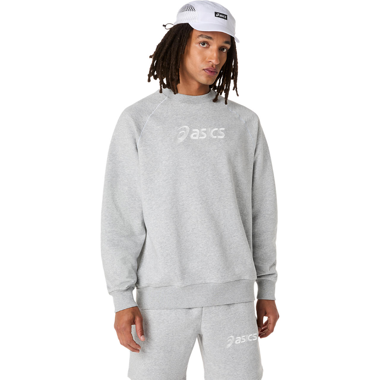 Polerón ASICS Logo Fleece Crew-Neck Top - Masculino - Gris