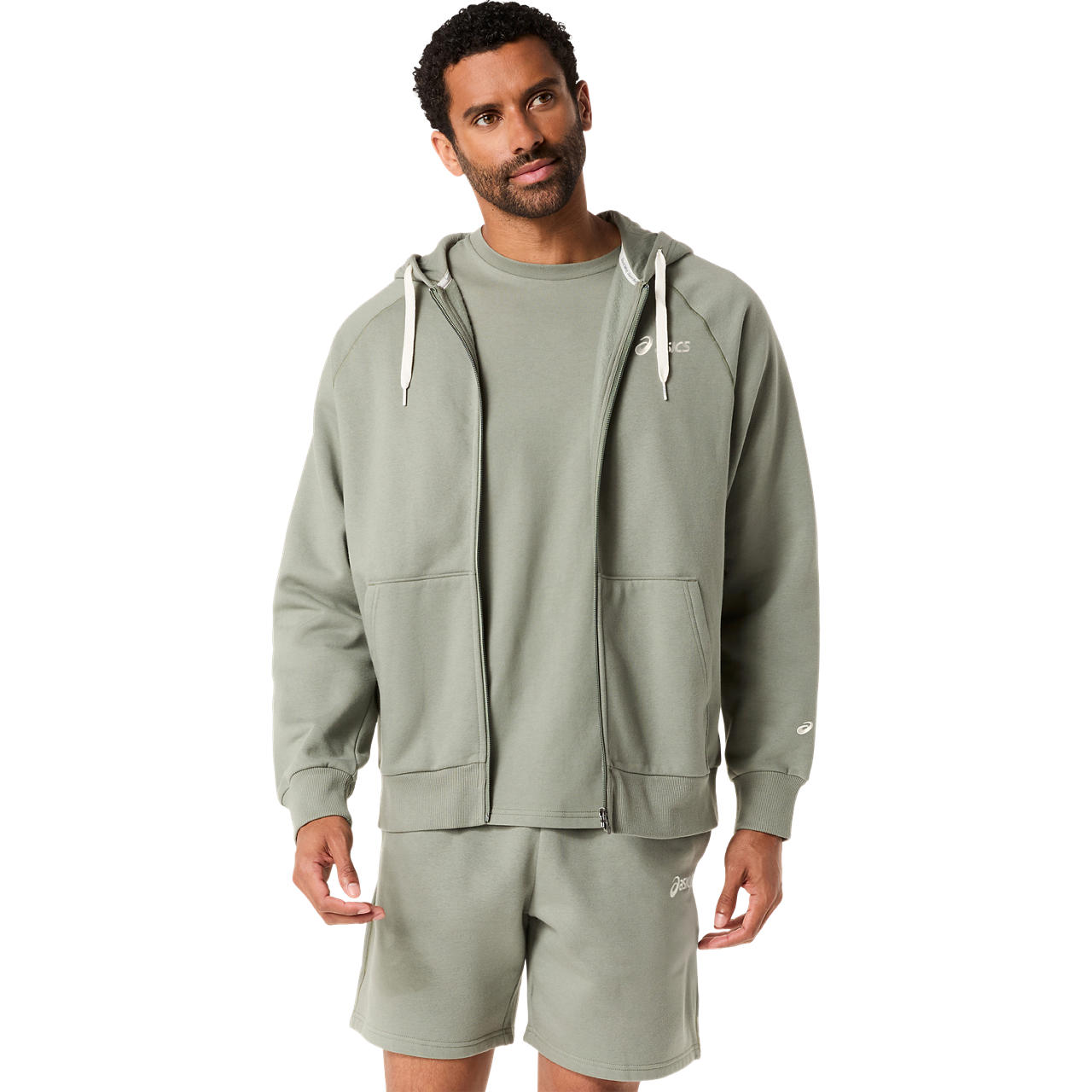 Polerón ASICS Logo Fleece Full Zip Hoodie - Masculino - Verde