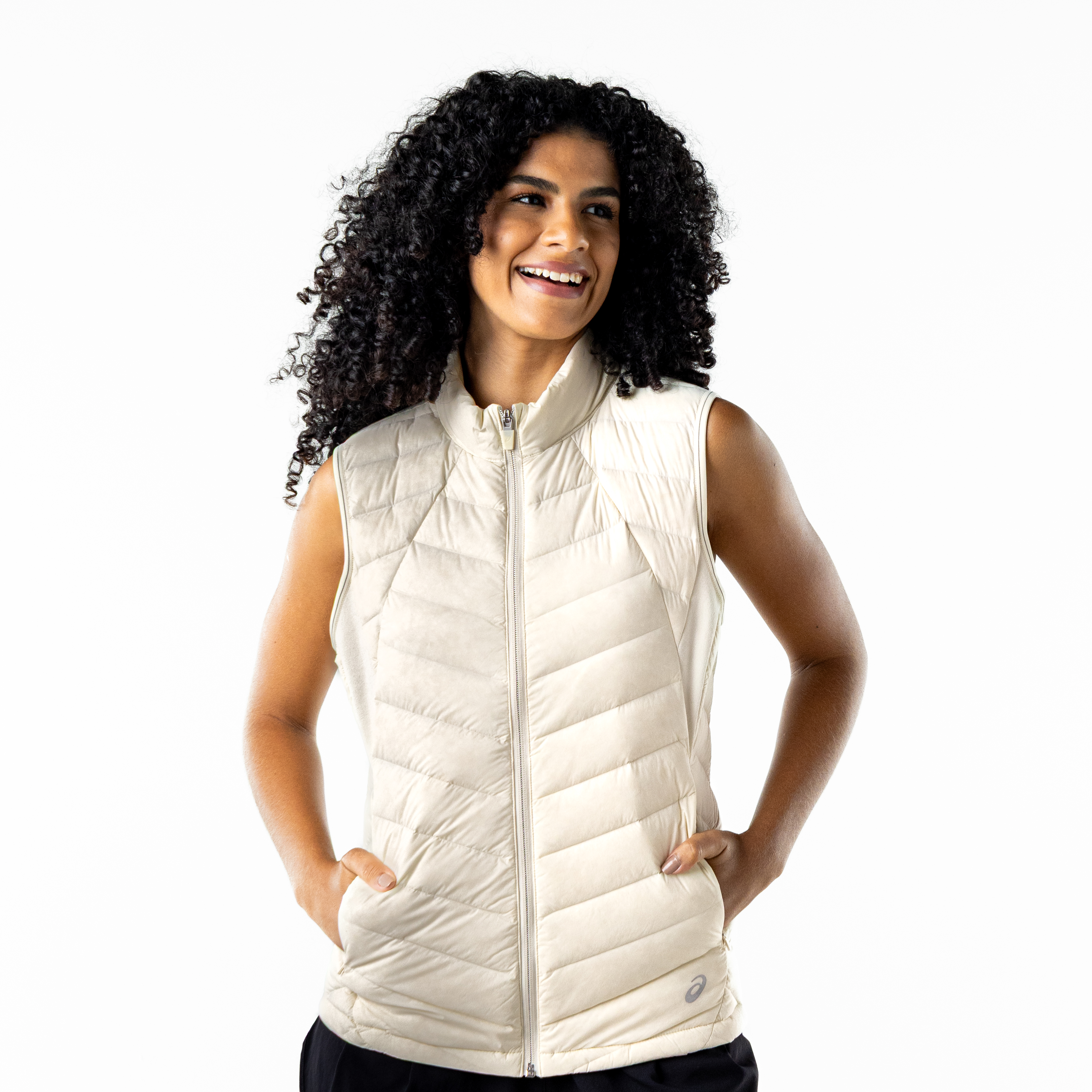 Chaqueta ASICS Lightweight Down Vest - Sin Mangas - Femenino - Beige