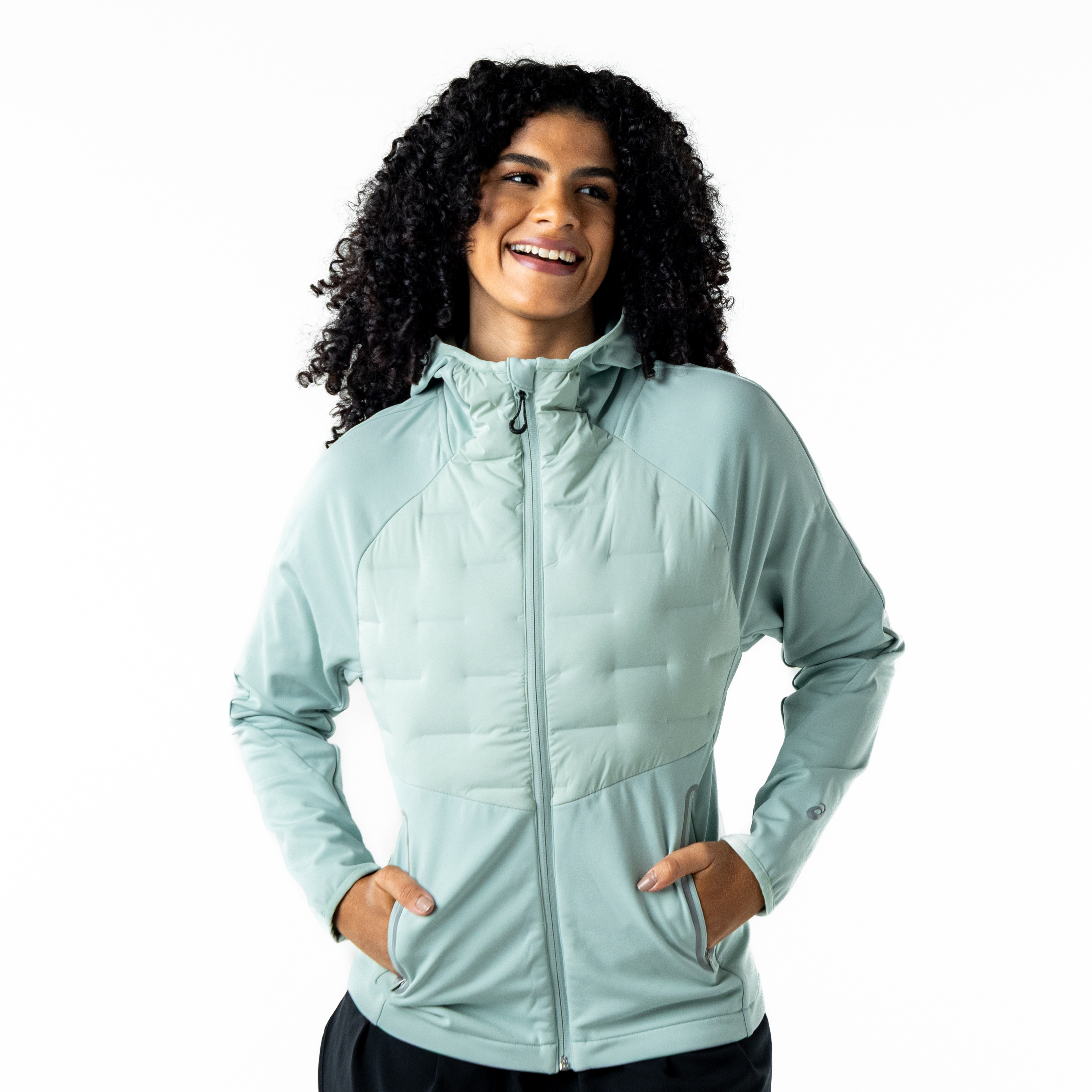 Chaqueta ASICS Hybrid Down Hood - Femenino - Menta